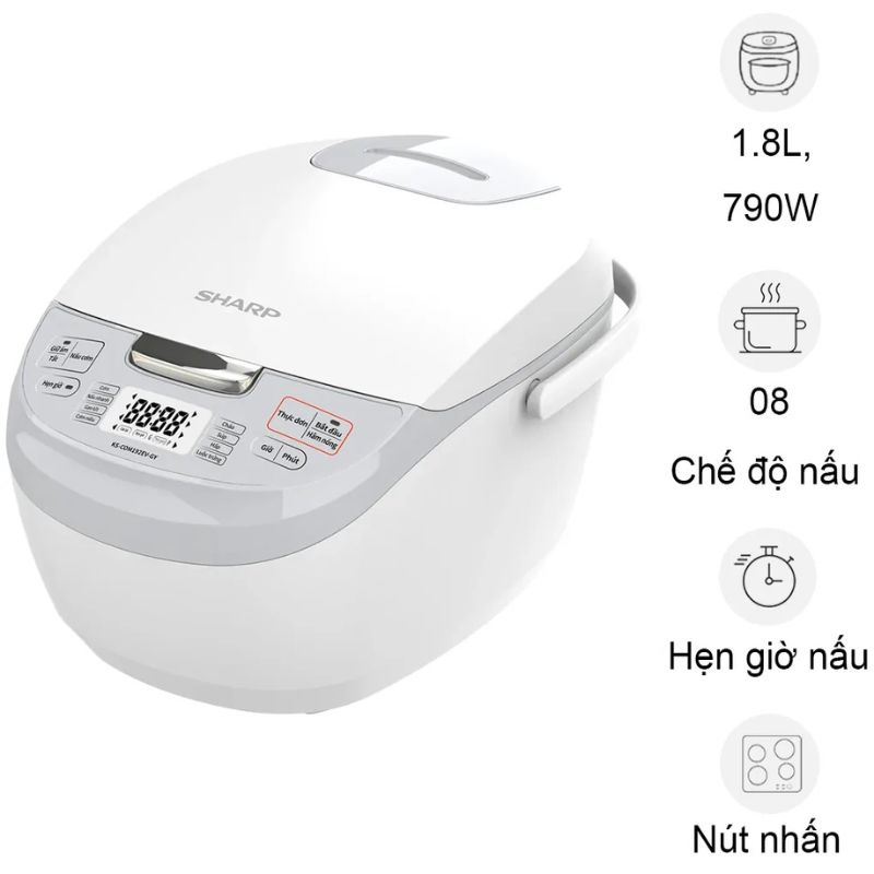 Nồi cơm điện tử Sharp KS-COM192EV-GY 1.8 Lít 3 Nồi cơm điện tử Sharp KS-COM192EV-GY 1.8 Lít