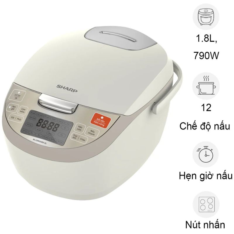 Nồi cơm điện tử Sharp KS-COM193EV-GL 1.8 Lít 3 Nồi cơm điện tử Sharp KS-COM193EV-GL 1.8 Lít
