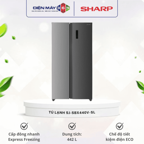 Tủ lạnh 2 cánh side by side 442 lít Sharp SJ-SBX440V-SL