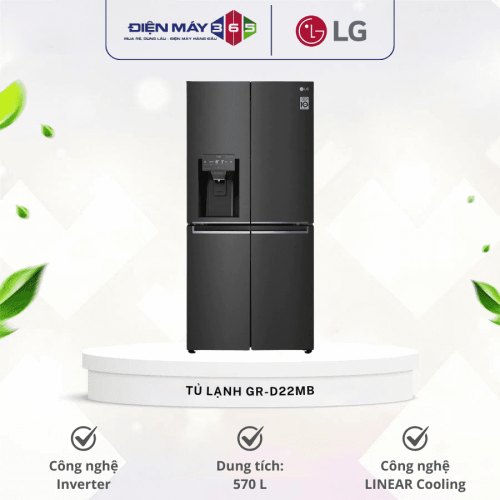 Tủ Lạnh 4 cánh Multi door Inverter 570 Lít LG GR-D22MB