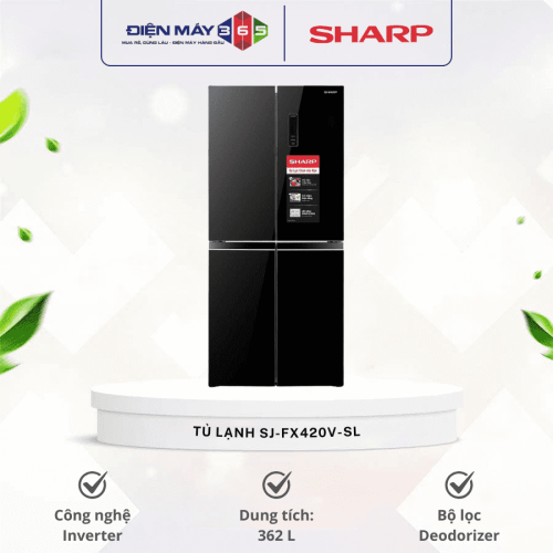 Tủ Lạnh 4 cánh Multi doors Inverter 362 Lít Sharp SJ-FX420VG-BK