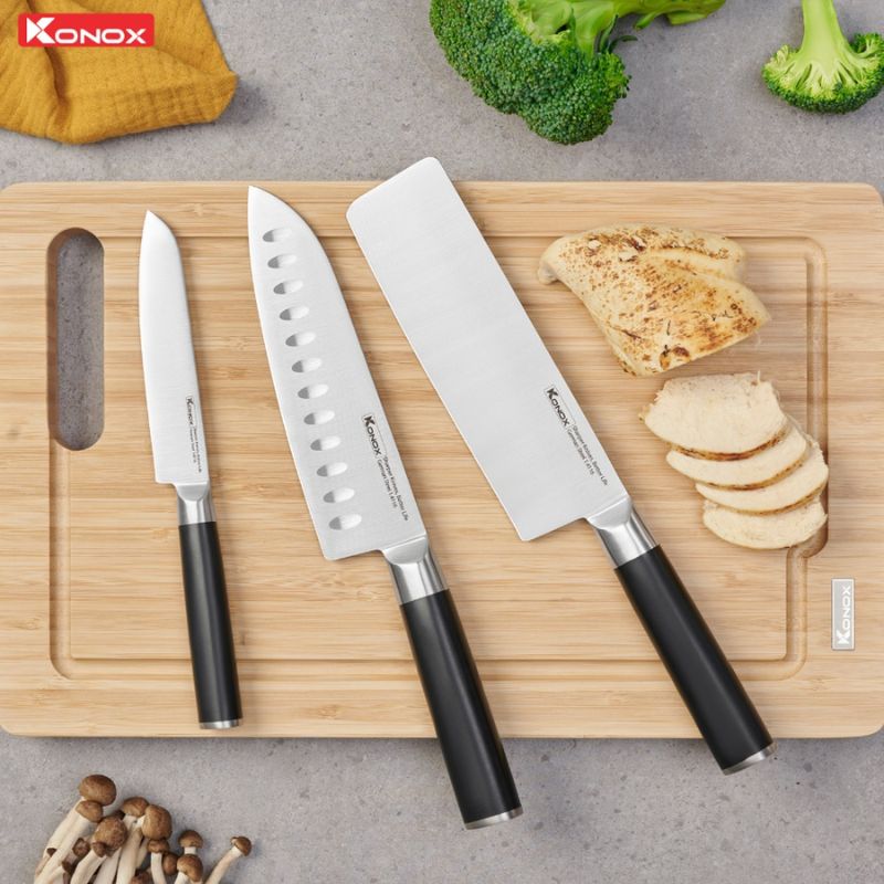 Bộ dao làm bếp 3 món Konox Alder Set 5 Ảnh bộ dao làm bếp 3 món Konox Alder Set