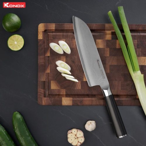 Dao đa năng thép Nhật Konox Damascus Eiko Series 7″ Santoku 7 Ảnh dao đa năng thép Nhật Konox Damascus Eiko Series 7″ Santoku