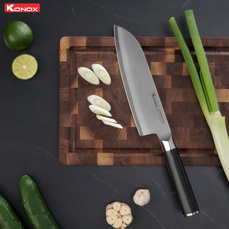 Dao đa năng thép Nhật Konox Damascus Eiko Series 7″ Santoku 5 Ảnh dao đa năng thép Nhật Konox Damascus Eiko Series 7″ Santoku