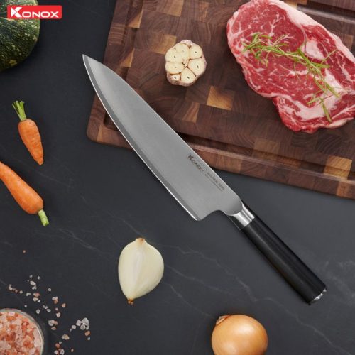 Dao đầu bếp thép Nhật Konox Damascus Eiko Series 8″ Chef Knife 7 Ảnh dao đầu bếp thép Nhật Konox Damascus Eiko Series 8″ Chef Knife