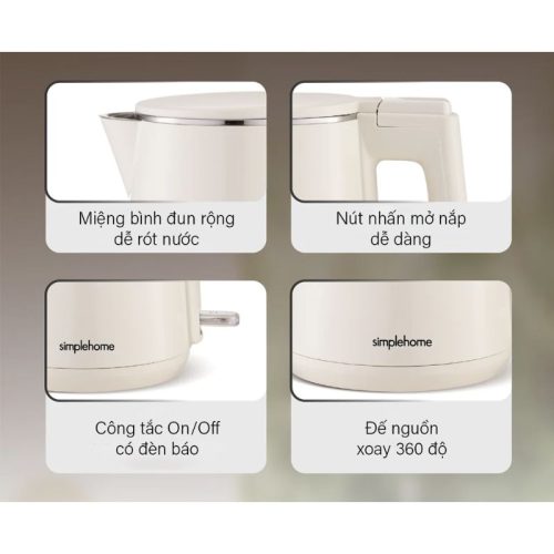 Bình đun siêu tốc Simplehome K101NN Màu Be 7 Chi tiết bình đun siêu tốc Simplehome K101NN Màu Be