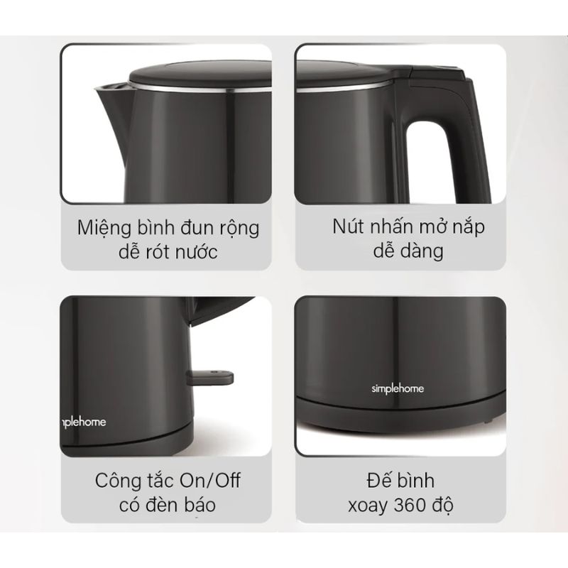 Bình đun siêu tốc Simplehome K123NN 1.7 Lít 5 Chi tiết bình đun siêu tốc Simplehome K123NN 1.7 Lít