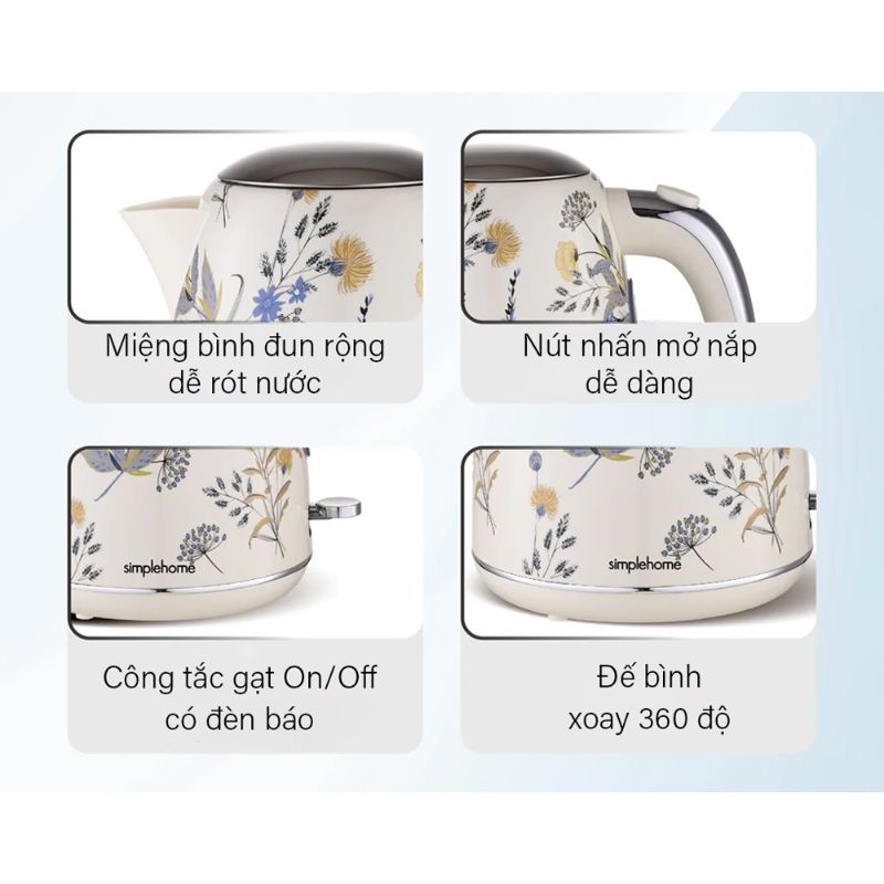 Bình đun siêu tốc Simplehome K584PN 1.7 Lít 5 Chi tiết bình đun siêu tốc Simplehome K584PN 1.7 Lít
