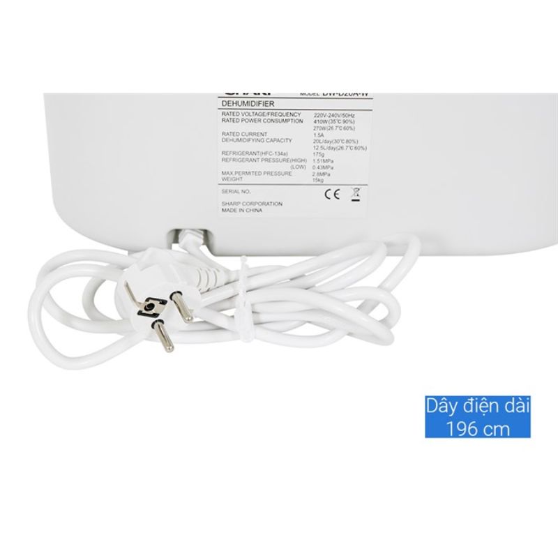 Máy hút ẩm Sharp DW-D20A-W 6 Dây điện máy hút ẩm Sharp DW-D20A-W