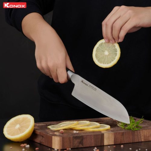 Dao đa năng thép Nhật Konox Damascus Eiko Series 7″ Santoku 6 Hình ảnh dao đa năng thép Nhật Konox Damascus Eiko Series 7″ Santoku