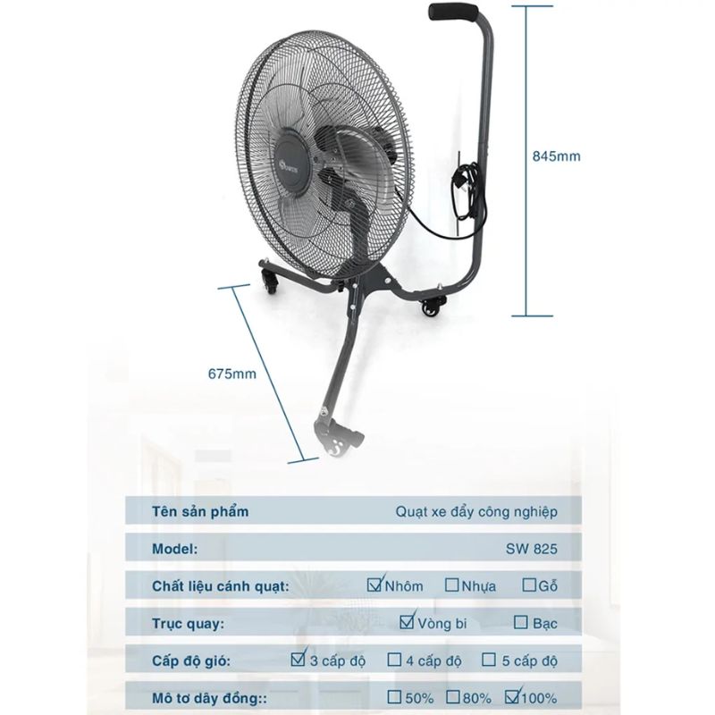 Quạt sàn công nghiệp Sowun SW-825 5 Hình ảnh quạt sàn công nghiệp Sowun SW-825