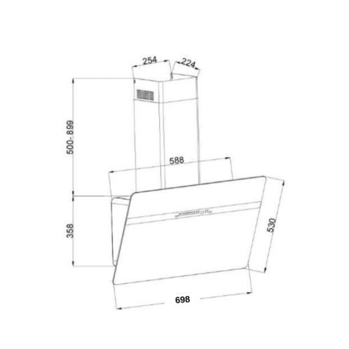 Máy hút mùi áp tường GrandX GX H70S86G 5 Kích thước máy hút mùi áp tường GrandX GX H70S86G