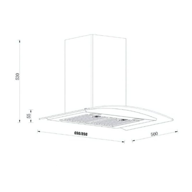 Máy hút mùi kính cong GrandX GX H70C55 4 Kích thước máy hút mùi kính cong GrandX GX H70C55
