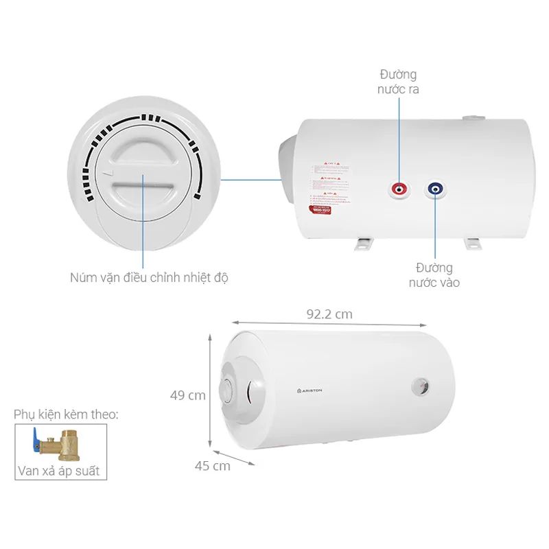 Máy nước nóng Ariston PRO R 100 H 2.5 FE 100 lít 5 Kích thước máy nước nóng Ariston PRO R 100 H 2.5 FE 100 lít