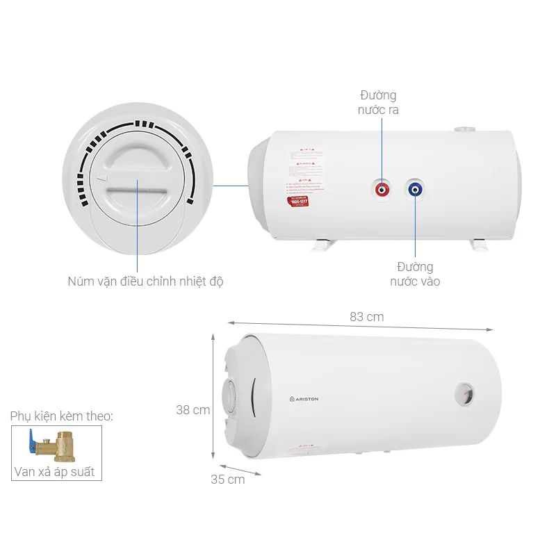 Máy nước nóng Ariston PRO R 50 SH 2.5 FE 50 lít 4 Kích thước máy nước nóng Ariston PRO R 50 SH 2.5 FE 50 lít