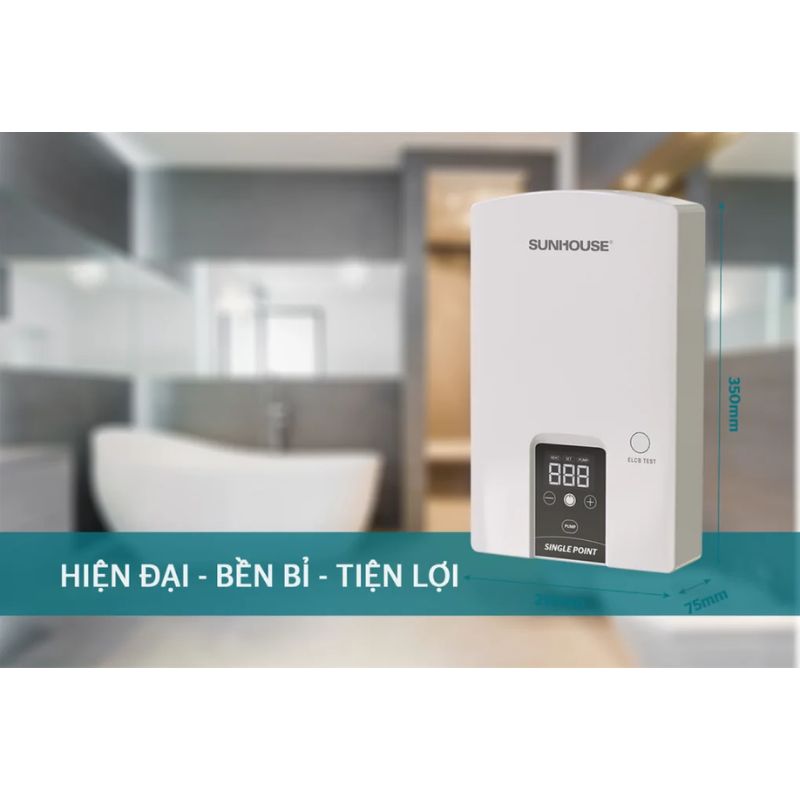 Máy nước nóng Sunhouse SHA-9453EP 4500W 5 Kích thước máy nước nóng Sunhouse SHA-9453EP 4500W