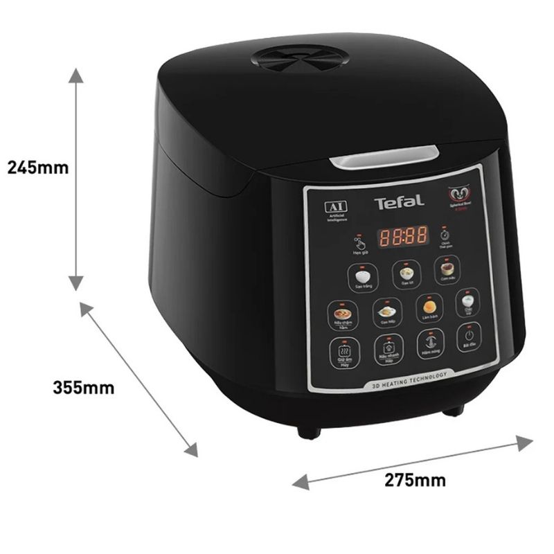 Nồi cơm điện tử Tefal RK737868 1.8 Lít 4 Kích thước nồi cơm điện tử Tefal RK737868 1.8 Lít