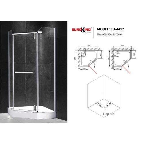 Phòng tắm vách kính Euroking EU-4417 1000mm 5 Kích thước phòng tắm vách kính Euroking EU-4417 1000mm