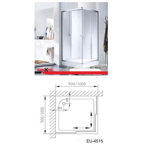 Phòng tắm vách kính Euroking EU-4515 1000mm 5 Kích thước phòng tắm vách kính Euroking EU-4515 1000mm
