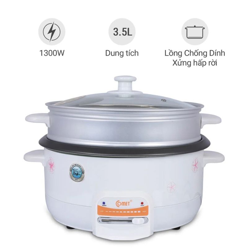 Lẩu điện Comet CM7732 1300W 3 Lẩu điện Comet CM7732 1300W