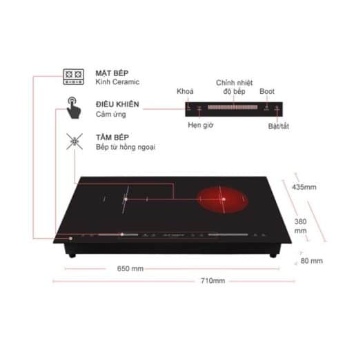 Bếp từ kết hợp hồng ngoại Junger CEJ-204-IF 8 Kích thước bếp từ kết hợp hồng ngoại Junger CEJ-204-IF