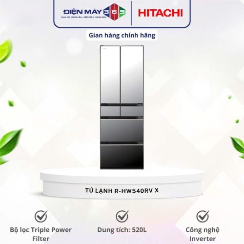 Tủ lạnh Hitachi Inverter 520 lít R-HW540RV X