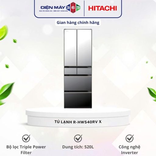 Tủ lạnh Hitachi Inverter 520 lít R-HW540RV X 10 R HW540RV X