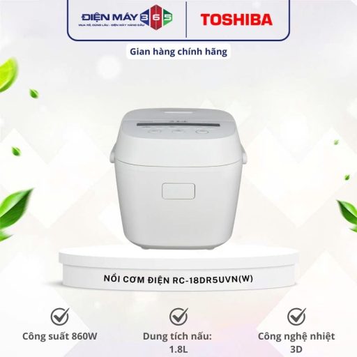 Nồi cơm điện tử Toshiba 1.8 lít RC-18DR5UVN(W) 10 RC 18DR5UVNW