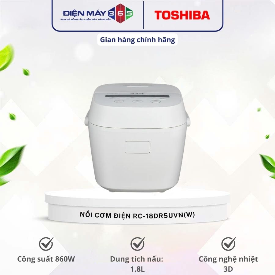 Nồi cơm điện tử Toshiba 1.8 lít RC-18DR5UVN(W) 3 Nồi cơm điện tử Toshiba 1.8 lít RC-18DR5UVN(W)
