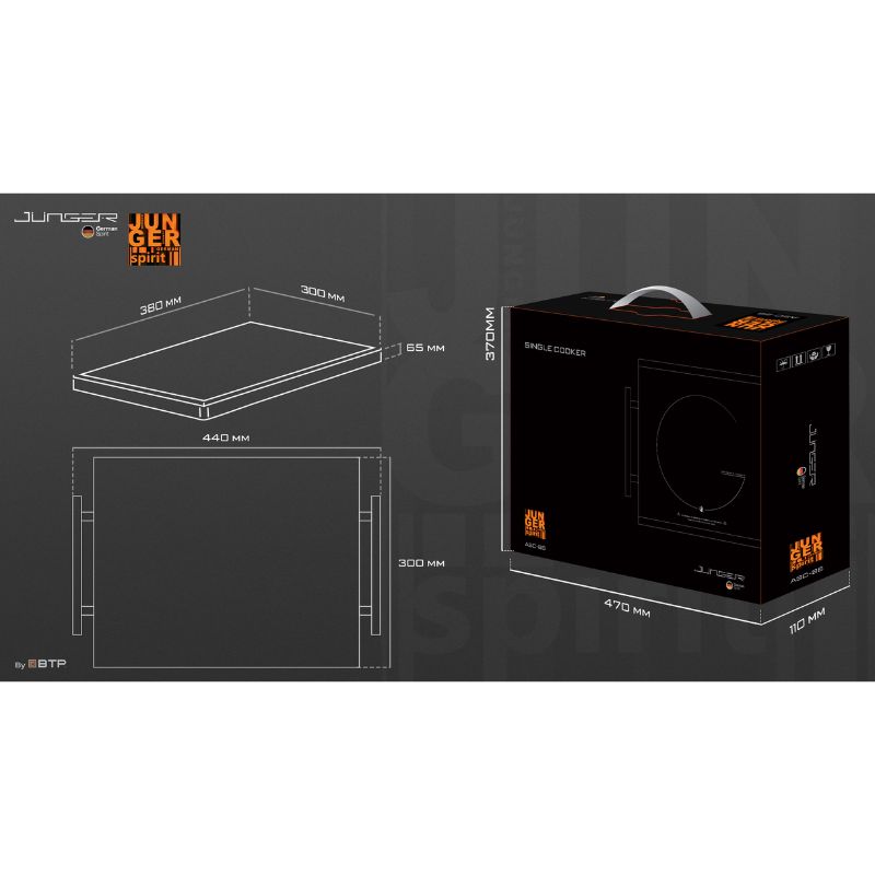 Bếp hồng ngoại đơn Junger ASC-86 di động 6 Kích thước bếp hồng ngoại đơn Junger ASC-86 di động