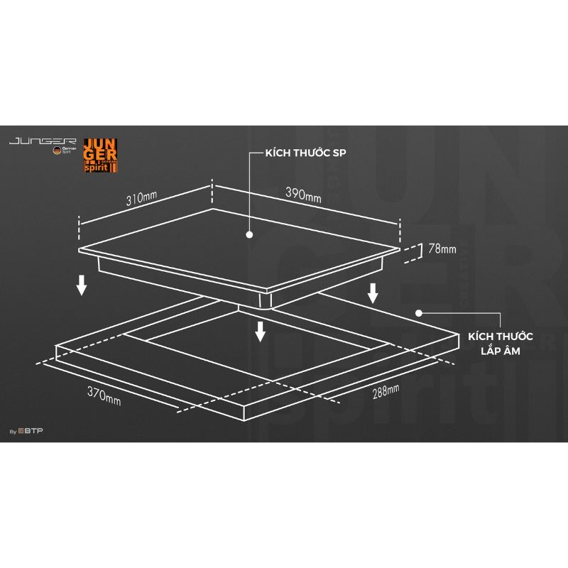 Bếp hồng ngoại đơn Junger IS-19 di động 5 Kích thước bếp hồng ngoại đơn Junger IS-19 di động