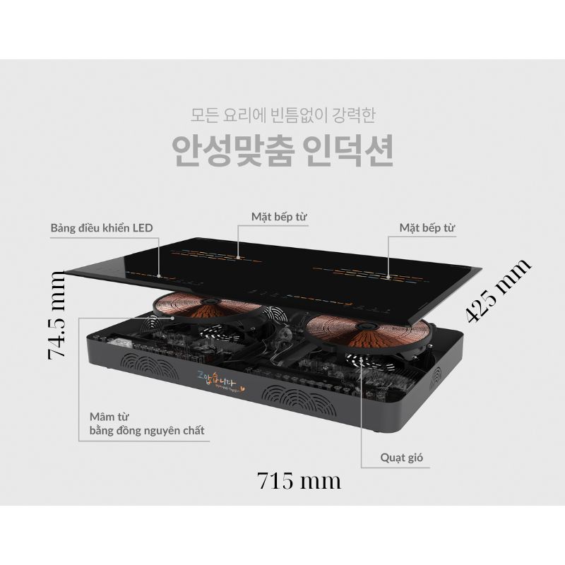 Bếp từ đôi Hawonkoo CEH-205-II 6 Kích thước bếp từ đôi Hawonkoo CEH-205-II