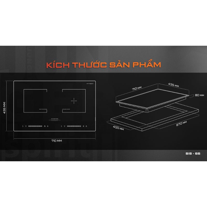 Bếp từ kết hợp hồng ngoại Junger SIS-66 lắp âm 5 Kích thước bếp từ kết hợp hồng ngoại Junger SIS-66 lắp âm
