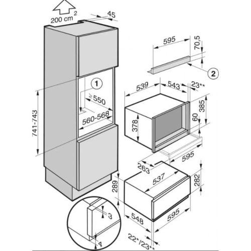 Lò hấp âm tủ Miele ESW 7020 9 Kích thước lò hấp âm tủ Miele ESW 7020