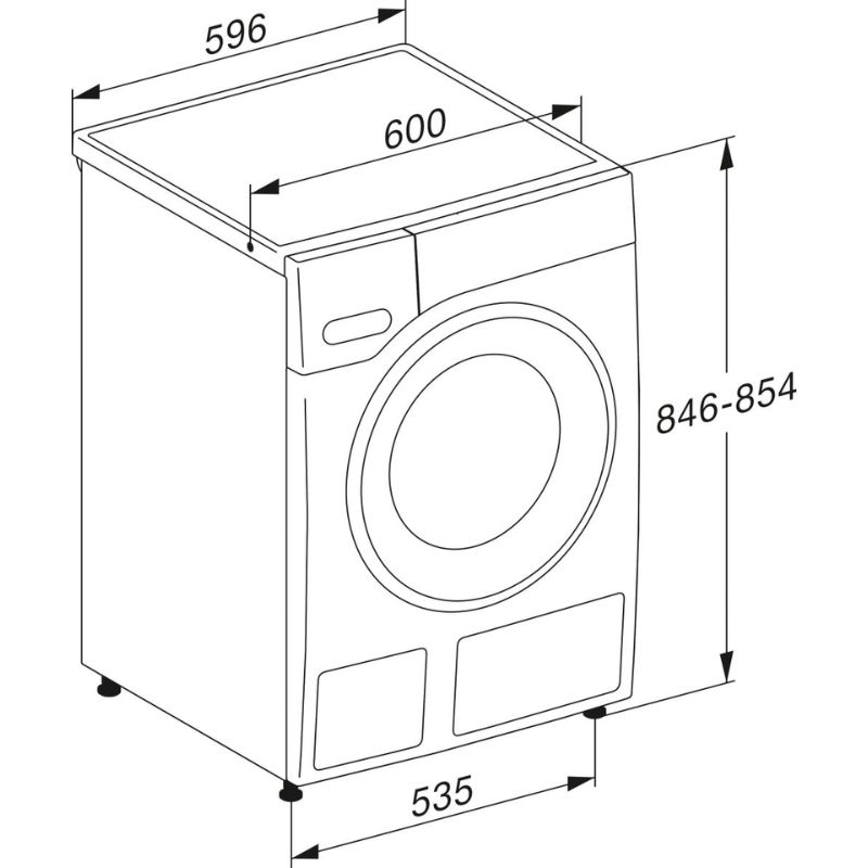 Máy giặt Miele WWG660 WCS 6 Kích thước máy giặt Miele WWG660 WCS