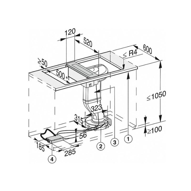 Máy hút mùi âm bàn Miele CSDA 7001 5 Kích thước máy hút mùi âm bàn Miele CSDA 7001