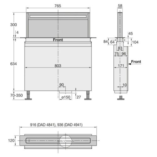 Kích thước máy hút mùi âm bàn Miele DAD 4941