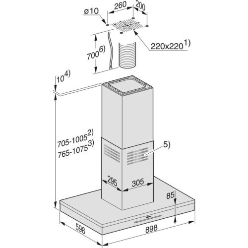 Máy hút mùi đảo Miele DA 6698 D 7 Kích thước máy hút mùi đảo Miele DA 6698 D