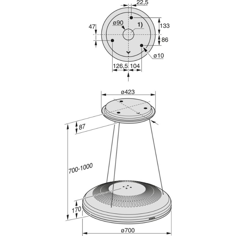 Máy hút mùi đảo Miele DA 7078 D 5 Kích thước máy hút mùi đảo Miele DA 7078 D