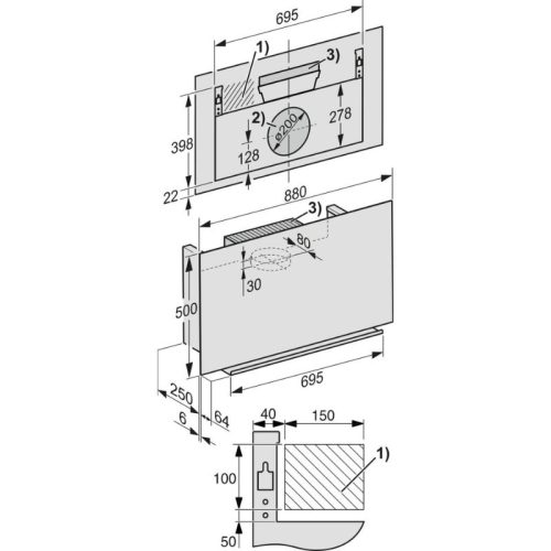 Máy hút mùi treo tường Miele DA 9091 W 7 Kích thước máy hút mùi treo tường Miele DA 9091 W