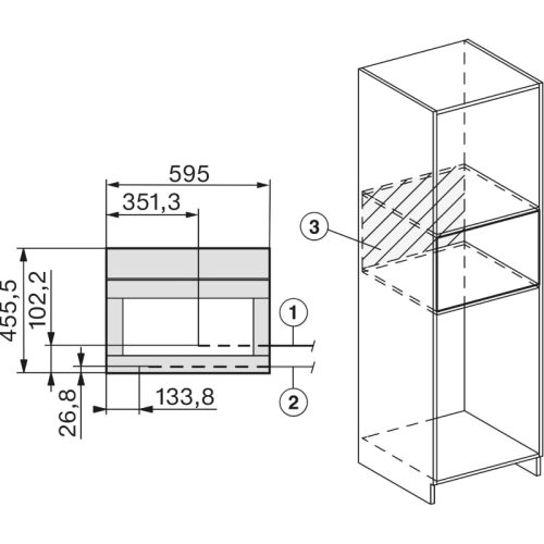 Kích thước máy pha cà phê Miele CVA 7845 GRGR