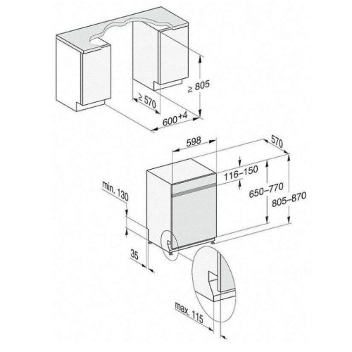 Kích thước máy rửa bát Miele G 5210 SCI ED