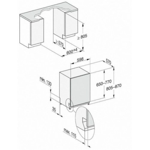 Kích thước máy rửa bát Miele G 5265