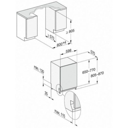 Kích thước máy rửa bát Miele G 7152
