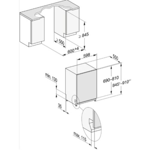 Kích thước máy rửa bát MIELE G 7465