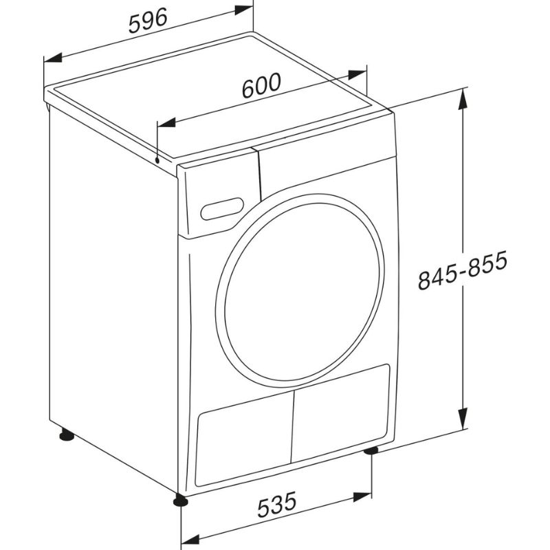Máy sấy bơm nhiệt Miele TCC364WP EcoDry 5 Kích thước máy sấy bơm nhiệt Miele TCC364WP EcoDry