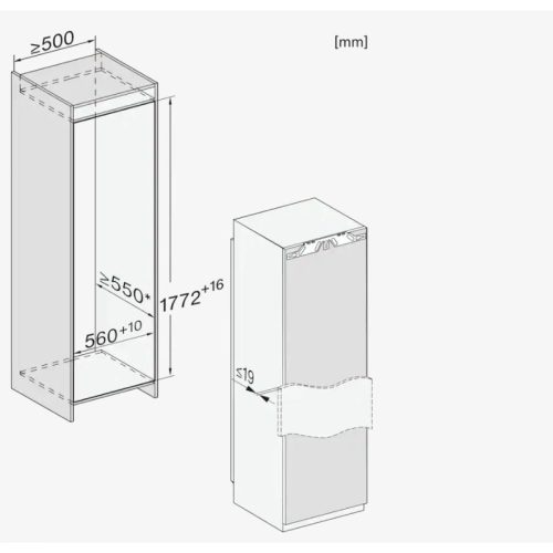 Tủ mát Miele K 7743 E - 294L 8 Kích thước tủ mát Miele K 7743 E - 294L