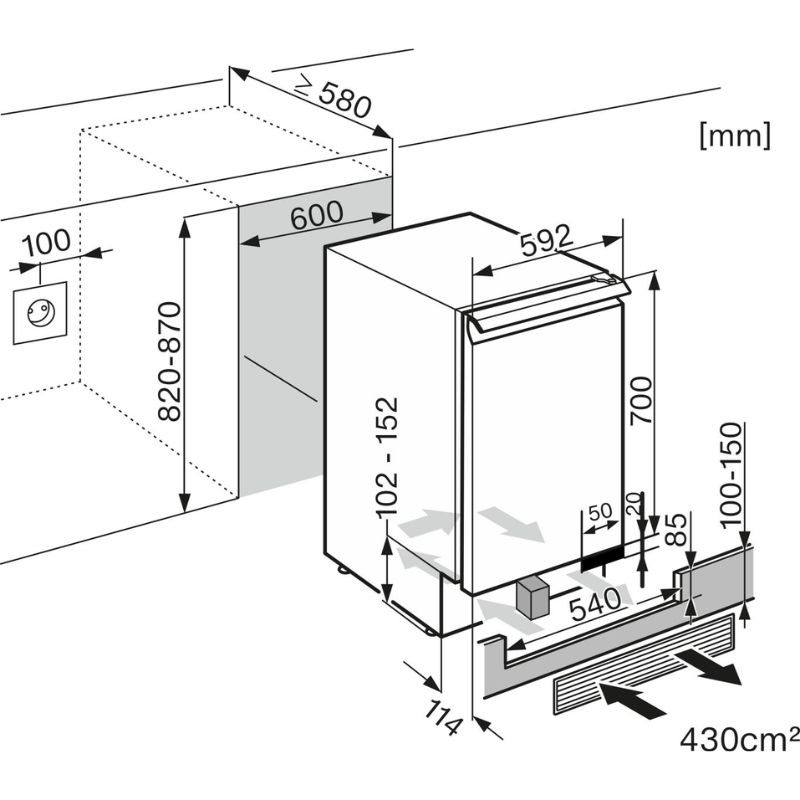 Tủ rượu Miele KWT 6321 UG 5 Kích thước tủ rượu Miele KWT 6321 UG