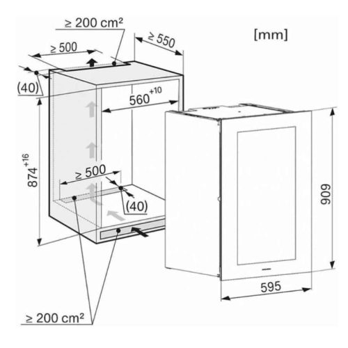 Tủ rượu Miele KWT 6422 iG OBSW 8 Kích thước tủ rượu Miele KWT 6422 iG OBSW