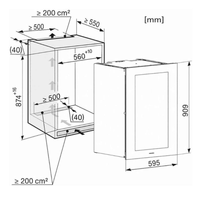 Tủ rượu Miele KWT 6422 iG OBSW 5 Kích thước tủ rượu Miele KWT 6422 iG OBSW